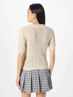 Monki Pulls Maille Fine Pull-over Femme Beige -Monki 019a3dbb3d99f1795ebb8230ca223317