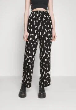 Monki Pantalon Classique - Big Scribble Black