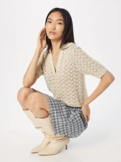 Monki Pulls Maille Fine Pull-over Femme Beige -Monki 0b747f884cae72dc43ff75b1319a3f6c