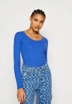 Monki T-Shirt À Manches Longues - Blue Bright