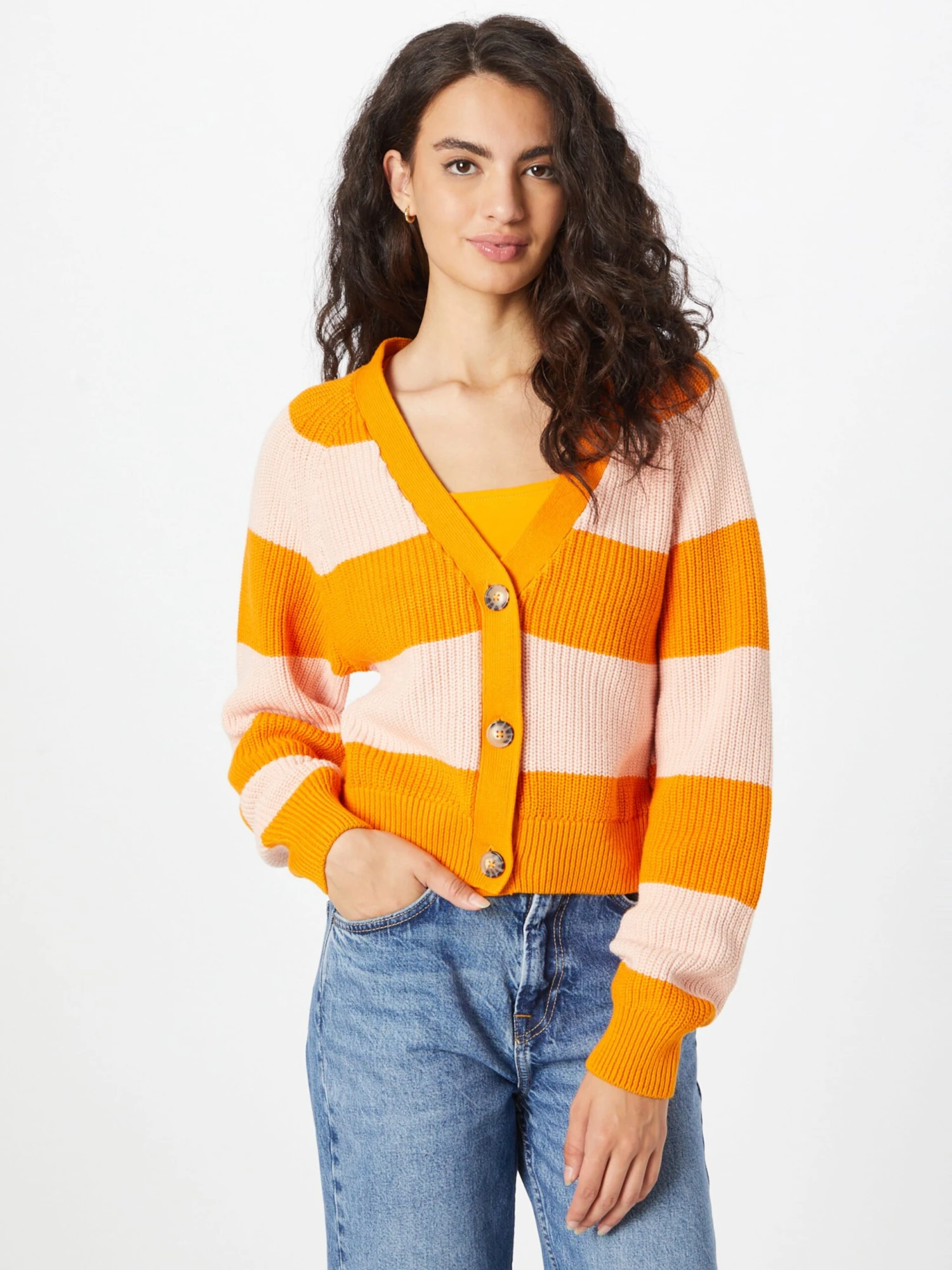 Monki Gilets Cardigan Femme Orange / Pêche 5 Monki Gilets Cardigan Femme Orange / Pêche – Image 3