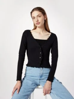 Monki Gilets Cardigan Femme Noir -Monki 1665bbd4b7e80af884611eeda4c66c60