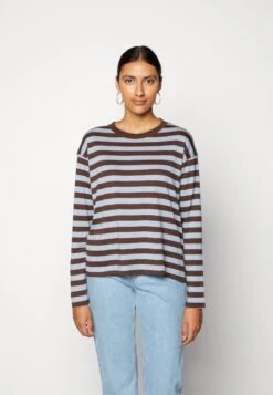 Monki T-Shirt À Manches Longues - Brown/Blue