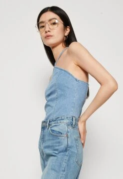 Monki Jean Slim - Blue Medium Dusty Mid Blue -Monki 2341072fd7f84fcdb28d19fa947aefd5