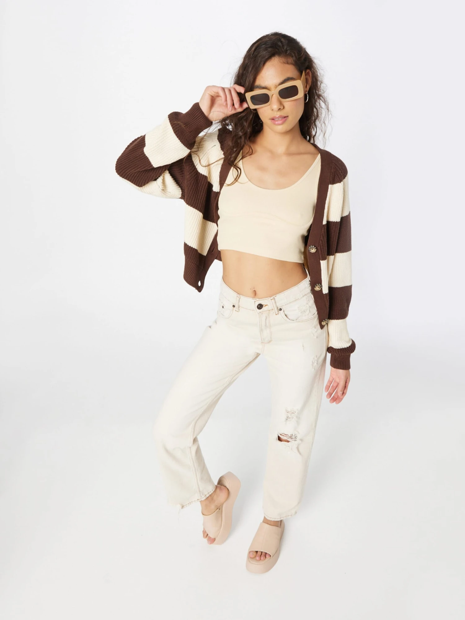 Monki Gilets Cardigan Femme Marron 4 Monki Gilets Cardigan Femme Marron – Image 2