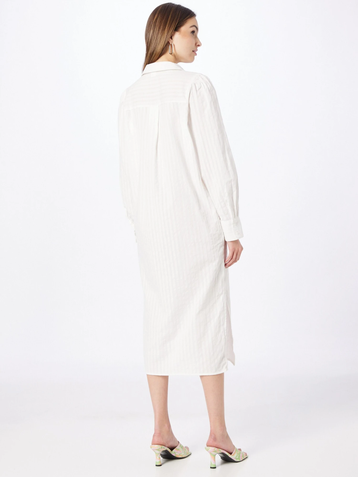 Monki Robes Fluides Robe-chemise Femme Blanc / Blanc Cassé 6 Monki Robes Fluides Robe-chemise Femme Blanc / Blanc Cassé – Image 4