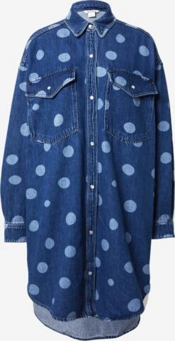 Monki Robes Fluides Robe-chemise Femme Bleu Fumé