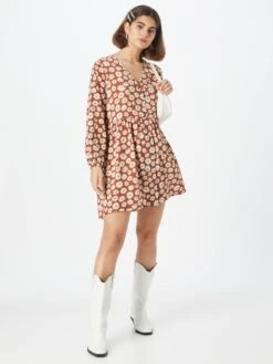 Monki Robes Fluides Robe-chemise Femme Marron -Monki 2fd2f40a45e9adbff0030c425c677aa2