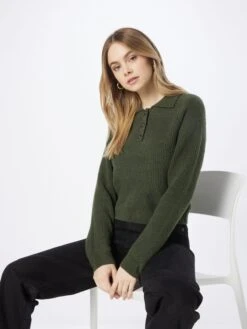 Monki Pulls Basiques Pull-over Femme Kaki -Monki 30330190bfe94f70f629a046f5c38836