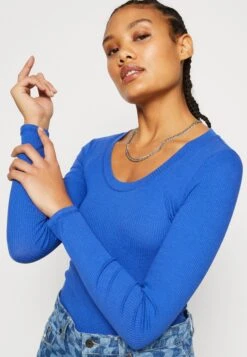 Monki T-Shirt À Manches Longues - Blue Bright -Monki 341eafa2a860457fb67c076d472ff97a