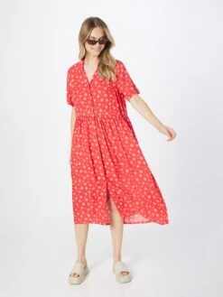 Monki Robes Fluides Robe-chemise Femme Rouge -Monki 35da9b3080db777ca98d3163aa89a3eb