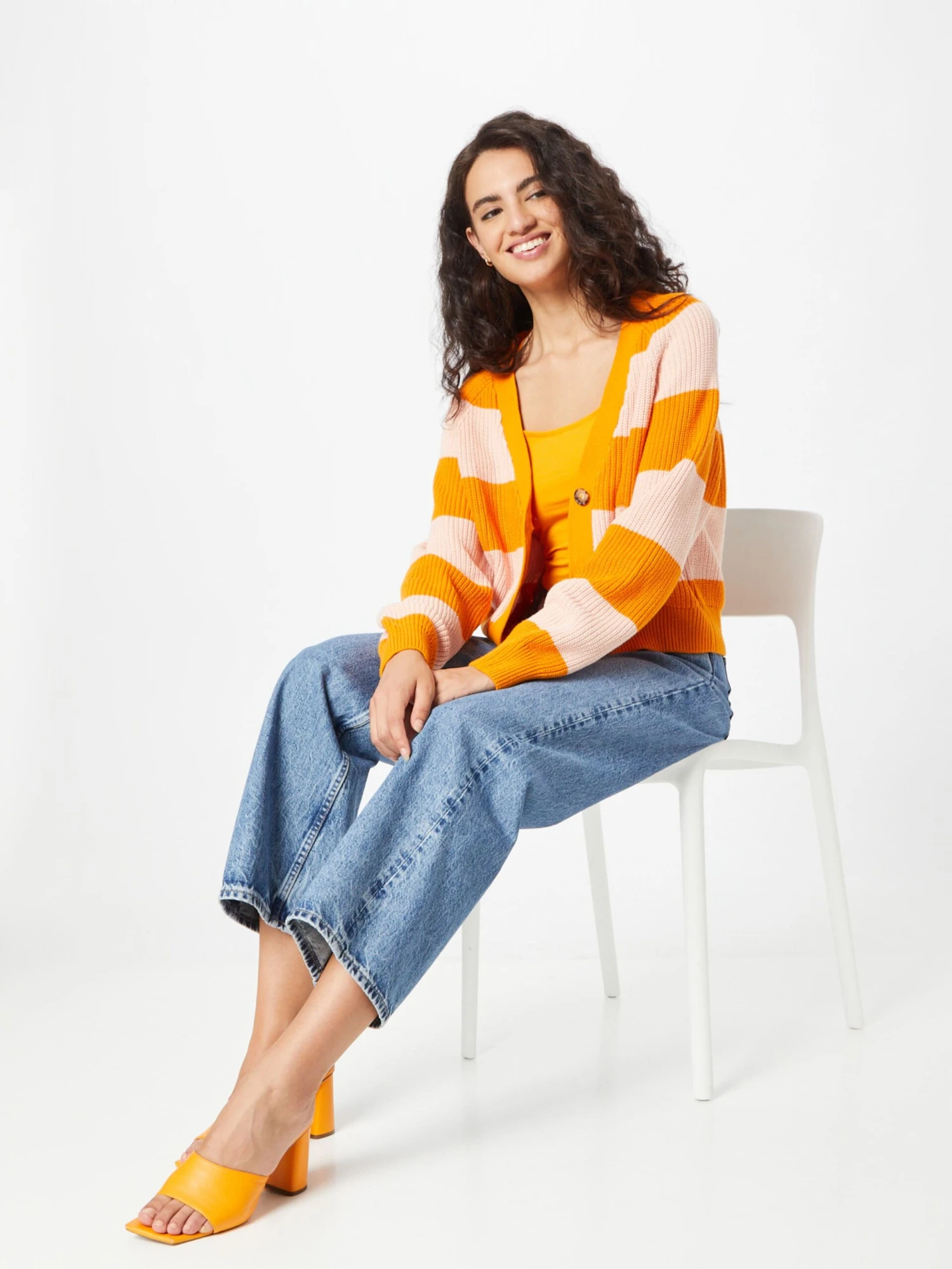 Monki Gilets Cardigan Femme Orange / Pêche 7 Monki Gilets Cardigan Femme Orange / Pêche – Image 5