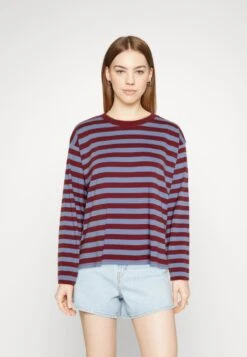 Monki T-Shirt À Manches Longues - Dark Red/Blue