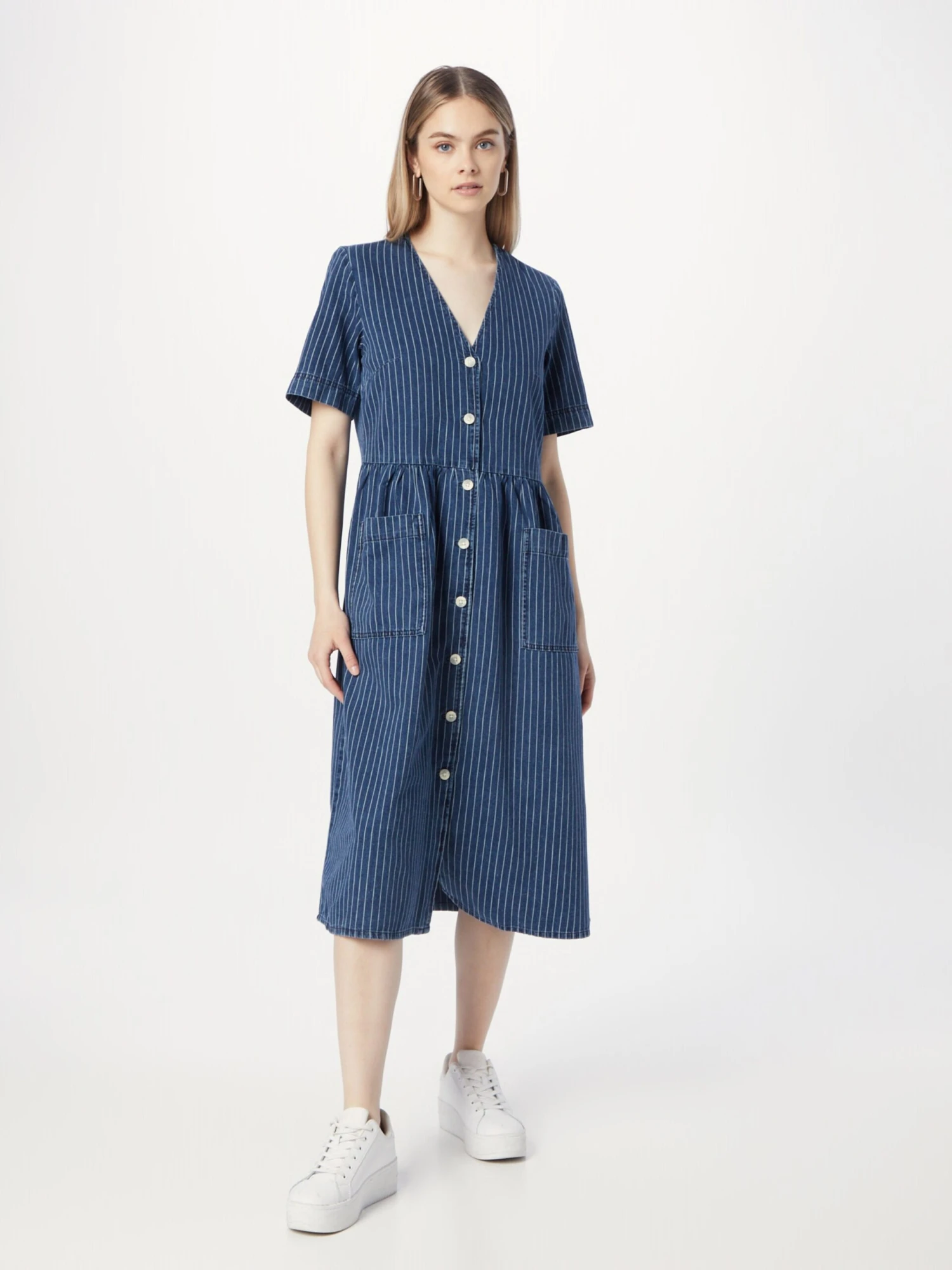 Monki Robes Fluides Robe-chemise Femme Bleu 5 Monki Robes Fluides Robe-chemise Femme Bleu – Image 3