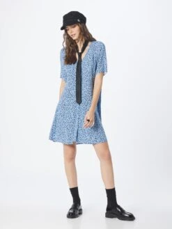 Monki Robes Fluides Robe-chemise Femme Bleu Clair -Monki 52b519a8b44da38791a8e0446f3013a9