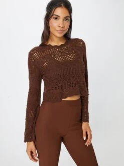 Monki Pulls Maille Fine Pull-over Femme Marron -Monki 543b83df4932ed3e03eb20de5a9f3a6a