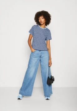 Monki 2 Pack - T-Shirt Imprimé - Dark Blue/White/Light Blue