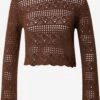 Monki Pulls Maille Fine Pull-over Femme Marron -Monki 59e327a544c137676c587ae78859ad13