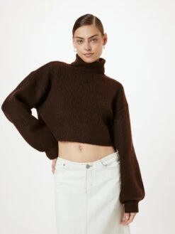 Monki Pulls à Col Roulé Pull-over Femme Chocolat -Monki 628f7be8af86bec4d09f2ef8e61cca38