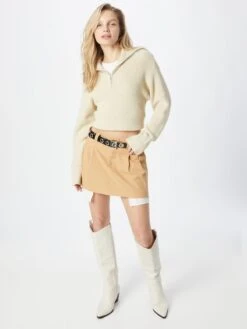 Monki Pulls à Col Roulé Pull-over Femme Blanc Cassé -Monki 684350abbcedaa8ef19759bc162c9dd1