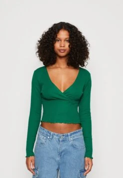 Monki T-Shirt À Manches Longues - Solid Green