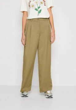 Monki Pantalon Classique - Khaki Green Medium Dusty