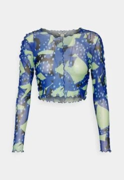 Monki T-Shirt À Manches Longues - Light Green/Blue -Monki 6abea052966945b2b6bc0d3653c75432