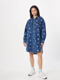 Monki Robes Fluides Robe-chemise Femme Bleu Fumé -Monki 6b44fdff0e59c040670599a66fe5e57d