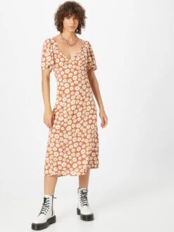Monki Robes Midi Robe Femme Noisette -Monki 6c994f7a8f5e767896e514dac897deab