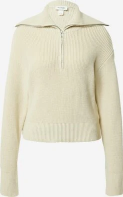 Monki Pulls à Col Roulé Pull-over Femme Blanc Cassé