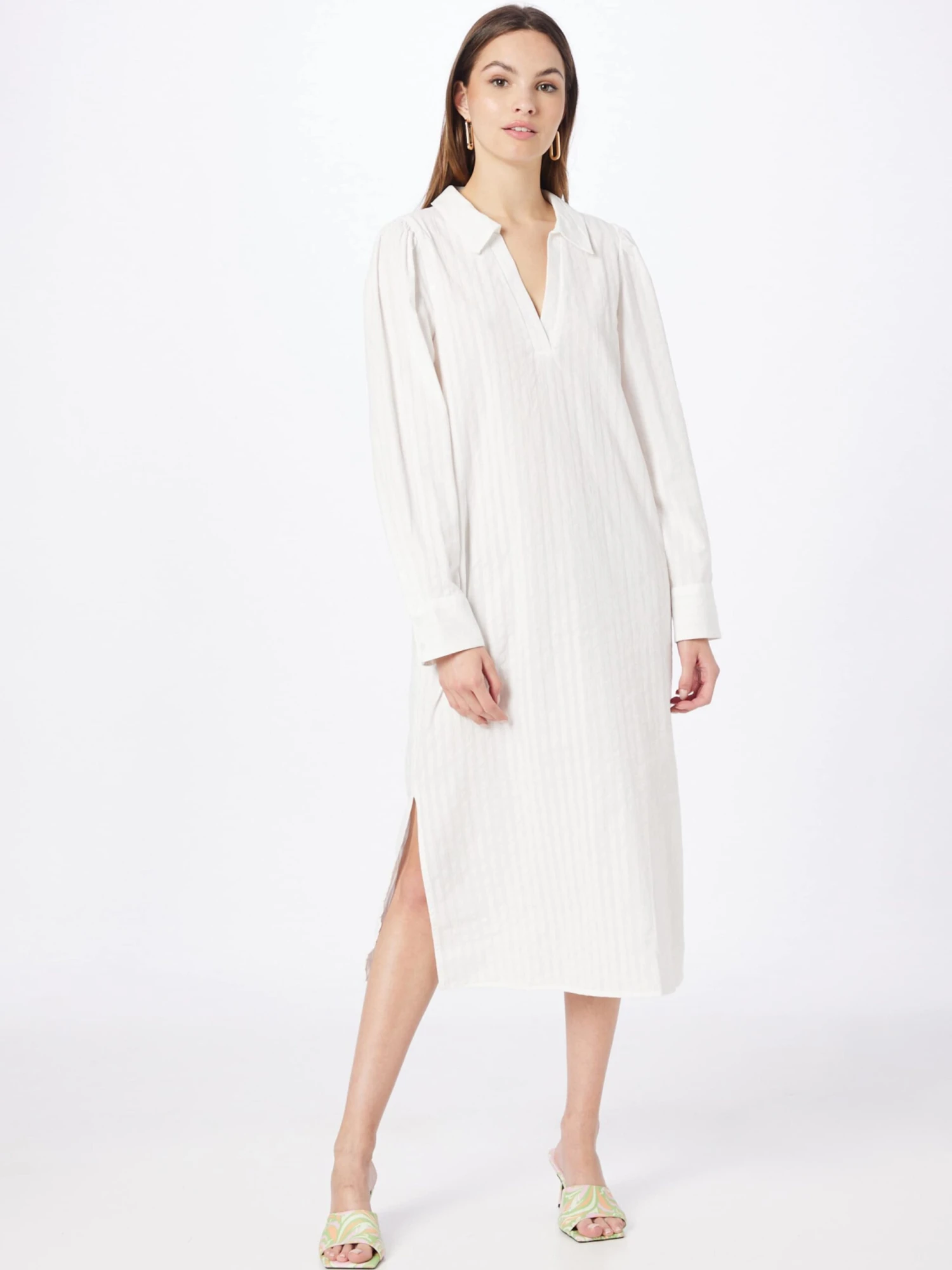 Monki Robes Fluides Robe-chemise Femme Blanc / Blanc Cassé 5 Monki Robes Fluides Robe-chemise Femme Blanc / Blanc Cassé – Image 3