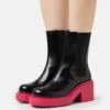 Monki Bottines À Plateau - Black/Bright Pink 1 Monki Bottines À Plateau - Black/Bright Pink -Monki 84350e5888f944fcb32cada923e8de0b