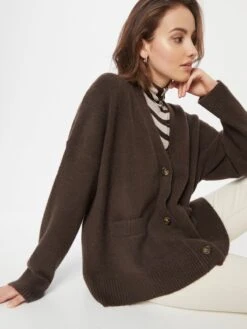 Monki Gilets Cardigan Oversize Femme Brun Foncé -Monki 97642b4bd9abdfb20b05028d0b3ab947