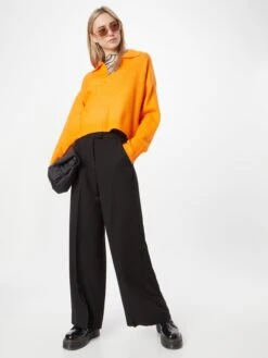 Monki Pulls Maille Fine Pull-over Femme Orange -Monki 986478ce82804da6020c88e91b027dfe