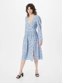 Monki Robes Midi Robe Femme Bleu / Bleu Pastel -Monki 98927cc6a7deba0203d31a11e9f0fb79