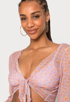 Monki T-Shirt À Manches Longues - Lilac Purple Light -Monki 9a7d7899c94542a3b614d1b69afd8ac4