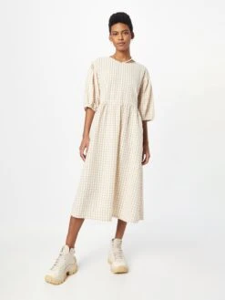 Monki Robes Midi Robe Femme Beige / Beige Clair -Monki 9f6a3ca5909675f068e8d7cf298d610e