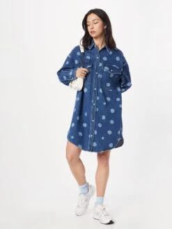 Monki Robes Fluides Robe-chemise Femme Bleu Fumé -Monki a843a59a575a249f6e9ad0f4d13f76c9