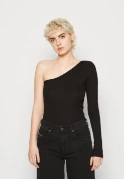 Monki T-Shirt À Manches Longues - Black Dark Solid