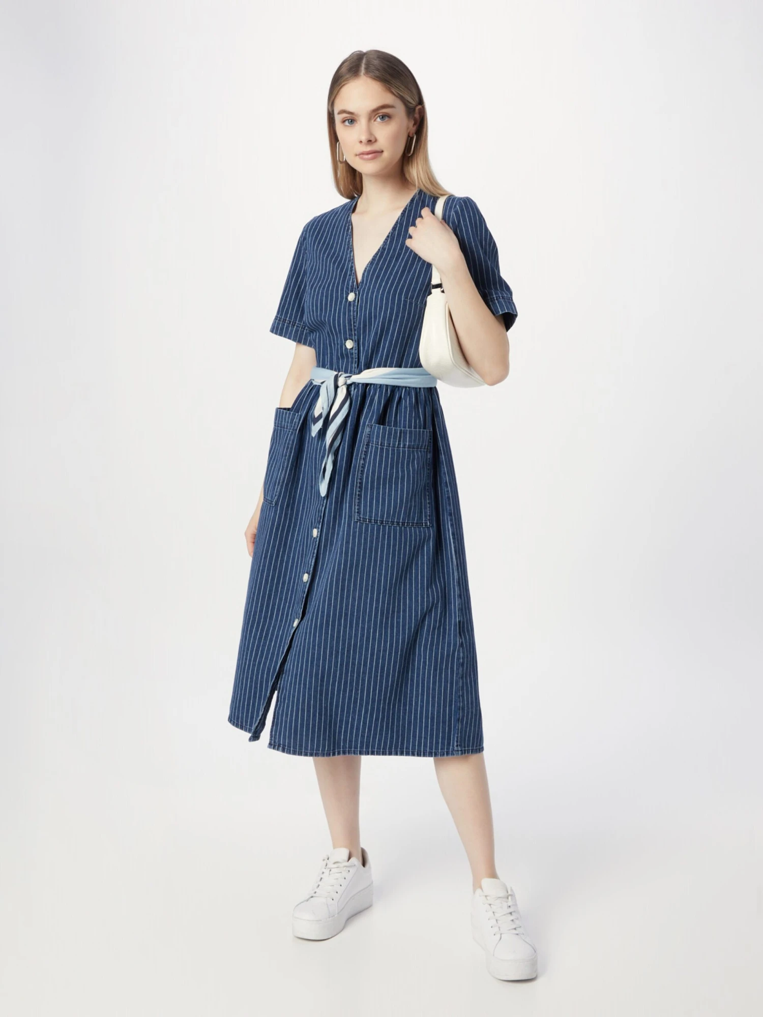 Monki Robes Fluides Robe-chemise Femme Bleu 7 Monki Robes Fluides Robe-chemise Femme Bleu – Image 5