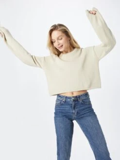 Monki Pulls Basiques Pull-over Femme Blanc -Monki c2852d407e397accdf34dab114b64bcc