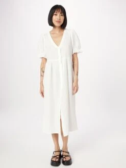 Monki Robes Fluides Robe-chemise Femme Blanc -Monki c32f36903107f3aa0b4beb9aec0c35bd