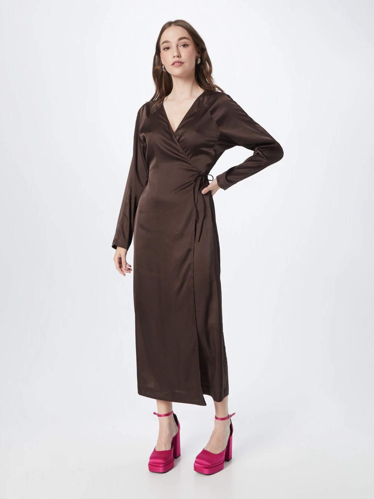 Monki Robes Longues Robe Femme Marron 5 Monki Robes Longues Robe Femme Marron – Image 3