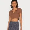 Monki T-Shirt Basique - Brown -Monki cc6f5f8d1d6b4c3eaea3d094f3d01de9