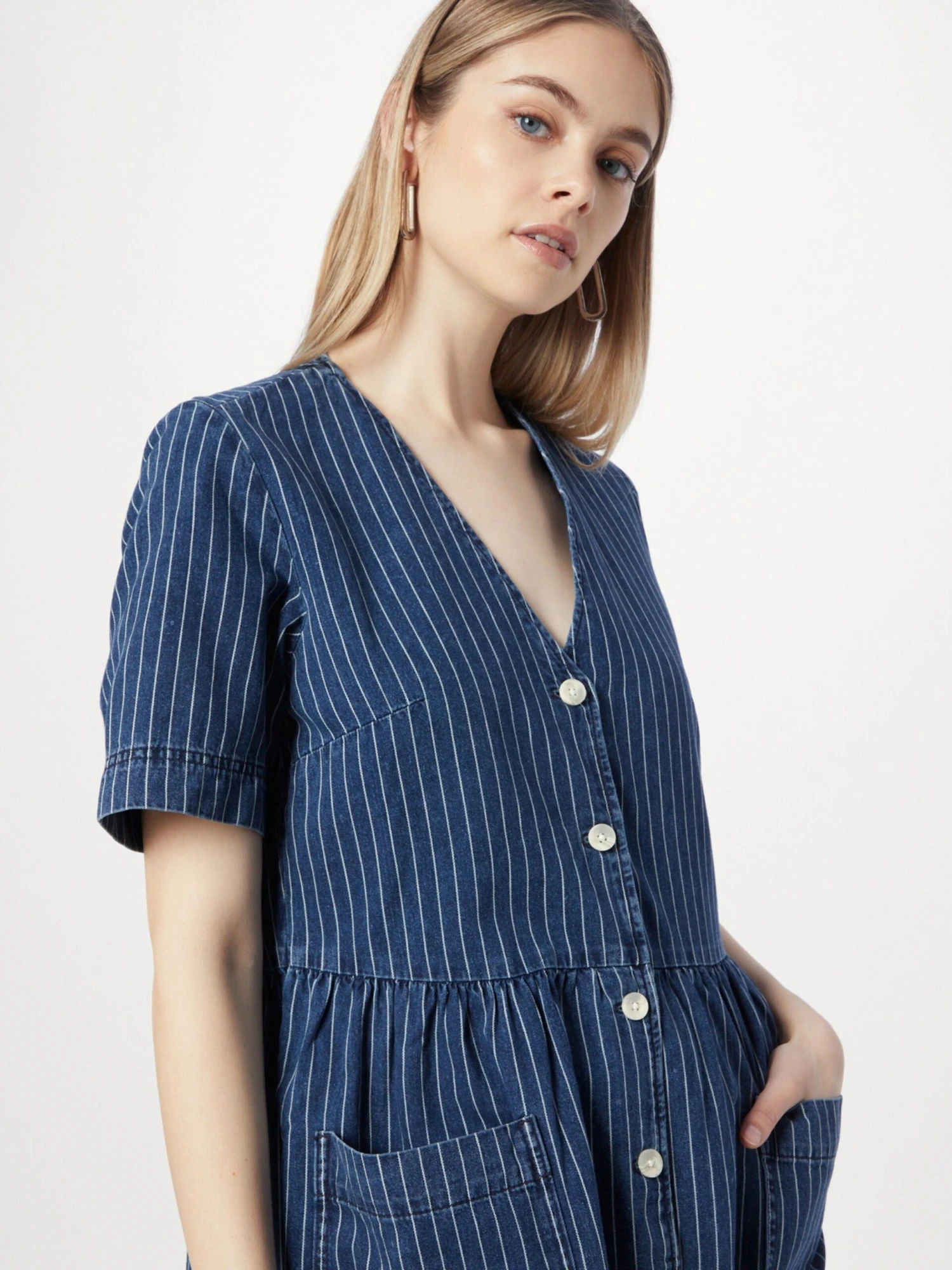 Monki Robes Fluides Robe-chemise Femme Bleu 4 Monki Robes Fluides Robe-chemise Femme Bleu – Image 2