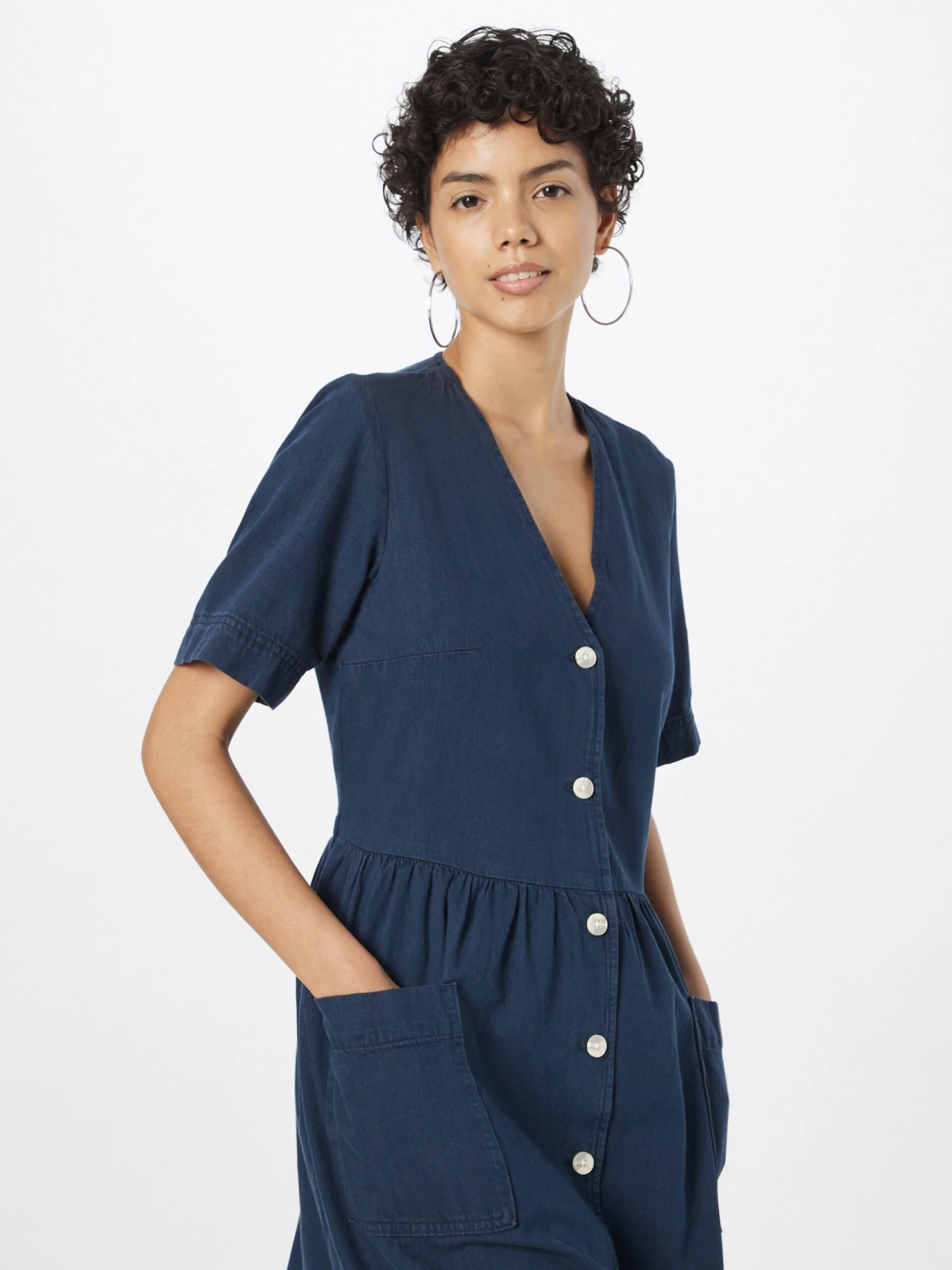 Monki Robes Fluides Robe-chemise Femme Bleu Foncé 4 Monki Robes Fluides Robe-chemise Femme Bleu Foncé – Image 2