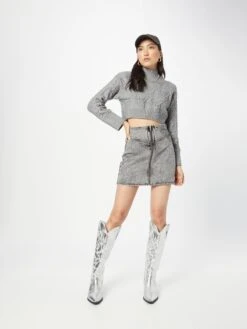 Monki Pulls Maille Fine Pull-over Femme Gris -Monki e4eb433a86a5040546ba40c678f4c80f