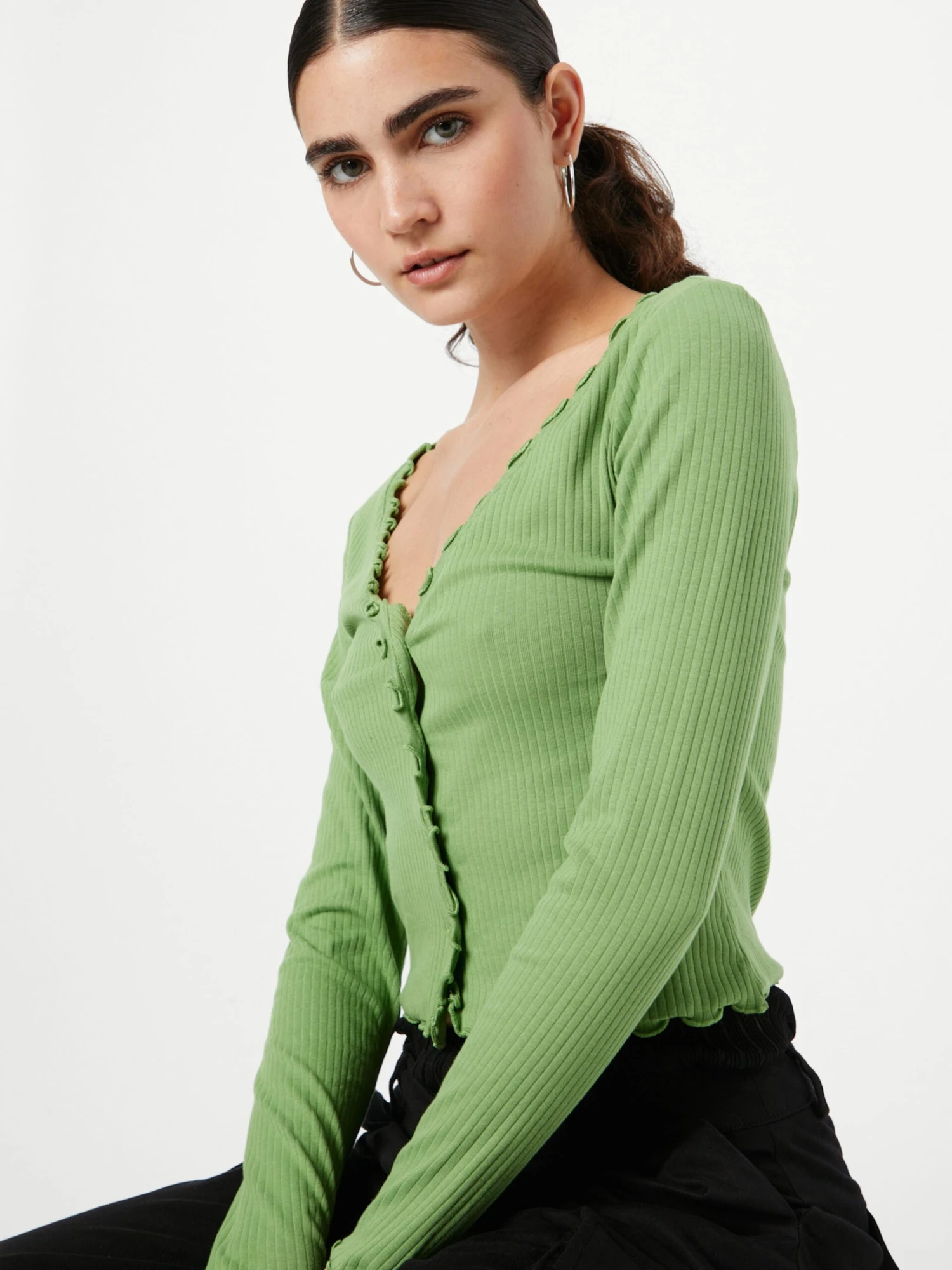 Monki Gilets Cardigan Femme Vert Clair 4 Monki Gilets Cardigan Femme Vert Clair – Image 2