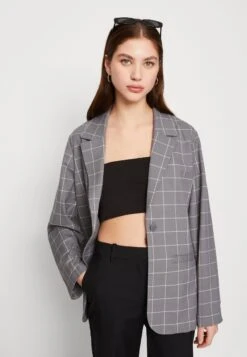Monki Blazer - Grey Grid