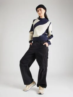 Monki Pulls Maille Fine Pull-over Femme Marine -Monki f5338cf37e423c44d00b63a053b5ad80